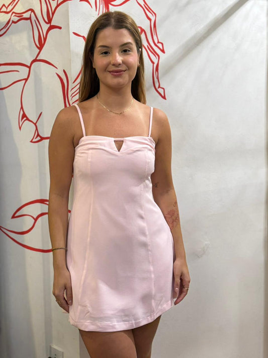 Vestido curto alfaiataria rosa