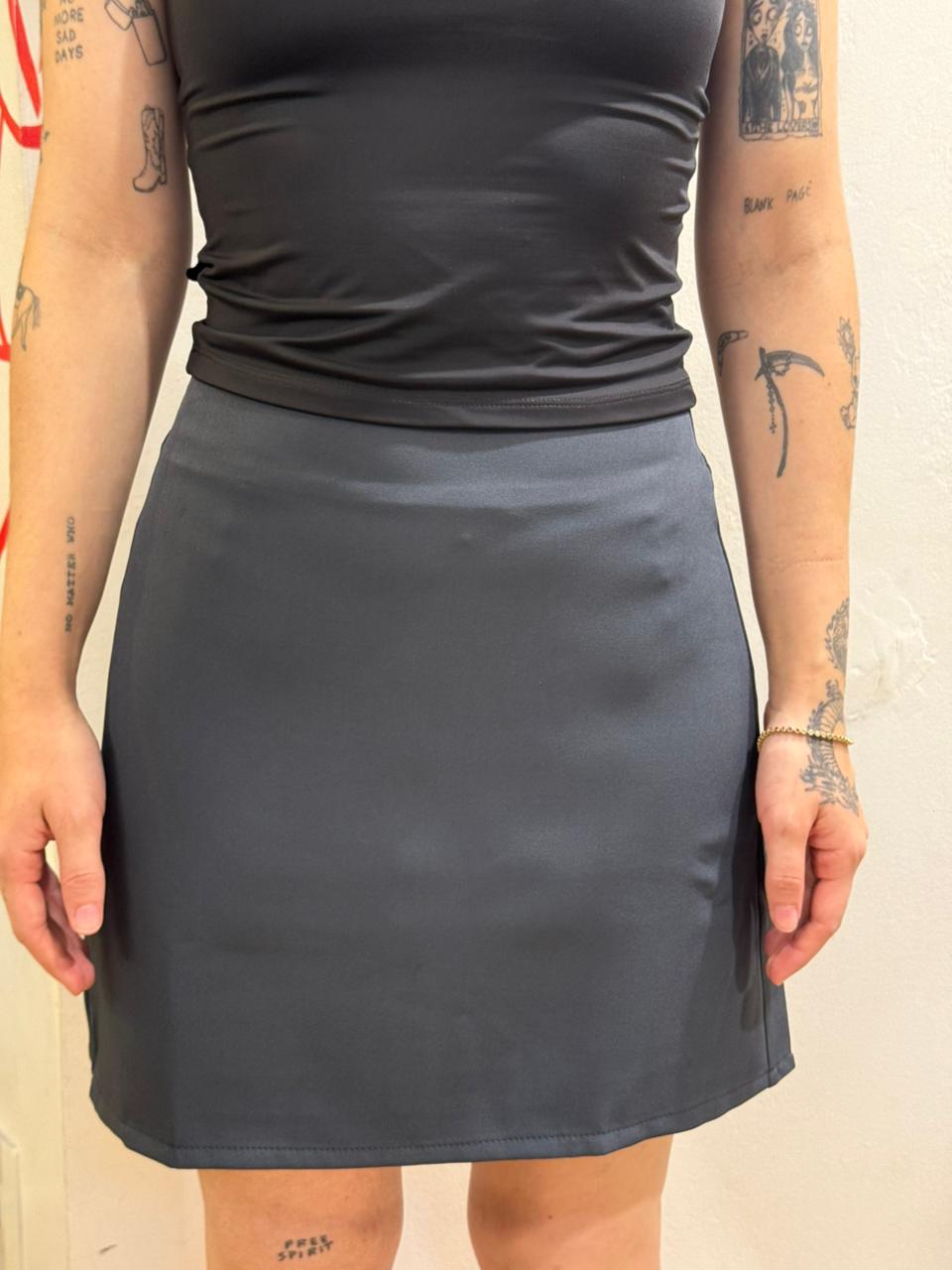 Saia de Alfaiataria Cinza Escuro