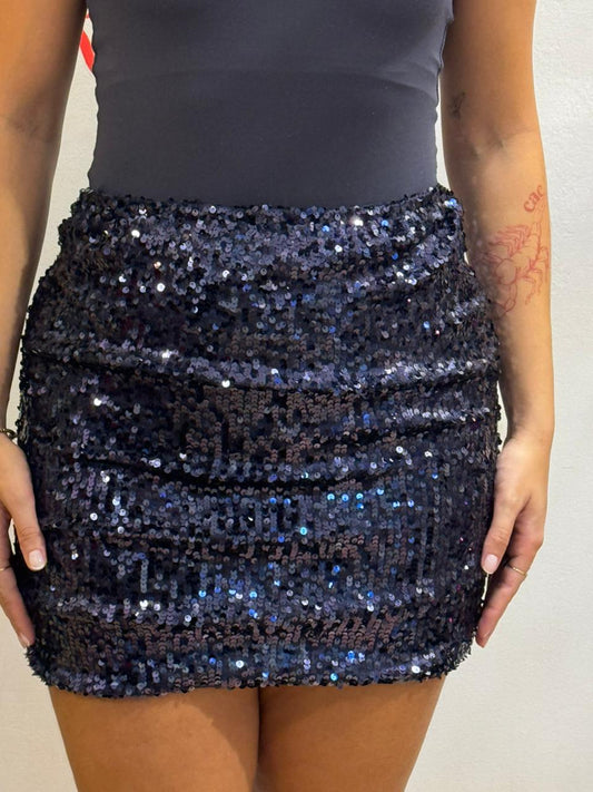 Saia de Paetê Azul Marinho