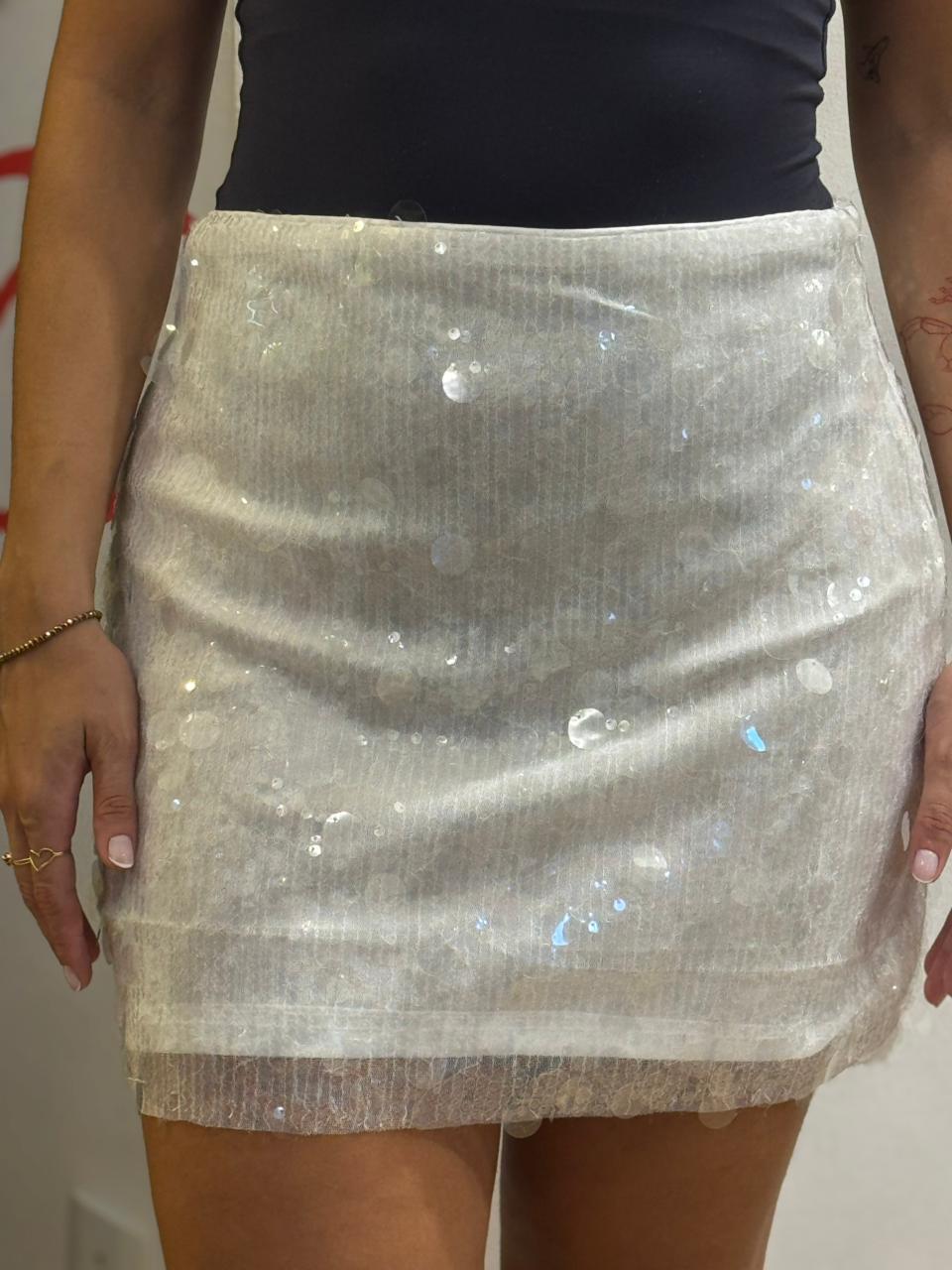 Saia de Paetê Branca