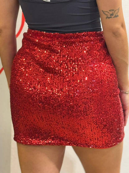 Saia de Paetê Vermelha