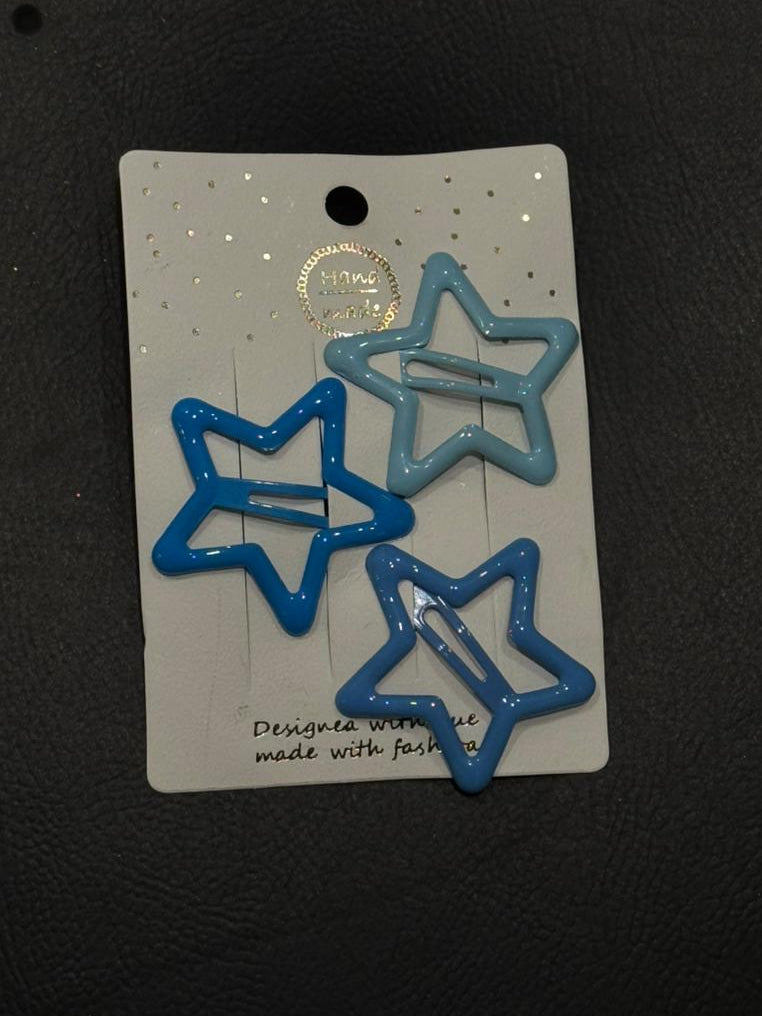 Kit com 3 Presilhas Estrelas Coloridas