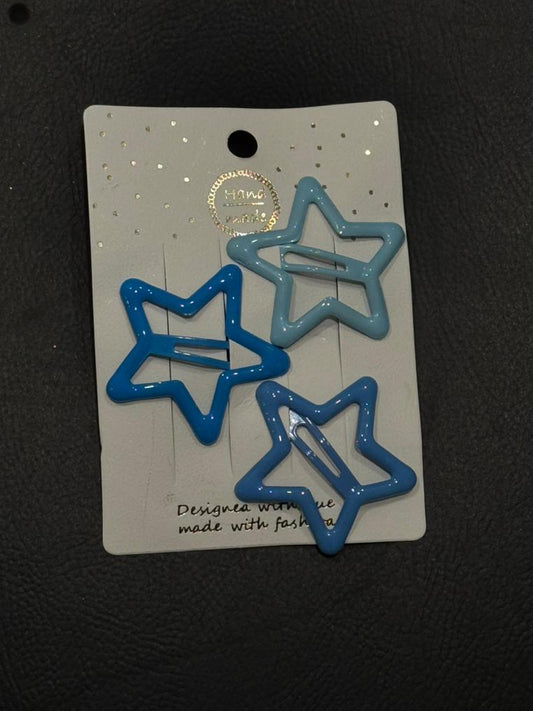 Kit com 3 Presilhas Estrelas Coloridas