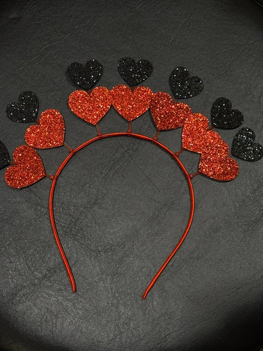 Tiara de Corações Vermelho e Preto