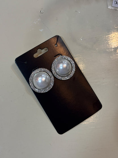 Brinco Pérola com Strass