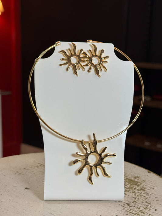 Conjunto Colar e Brinco Sol