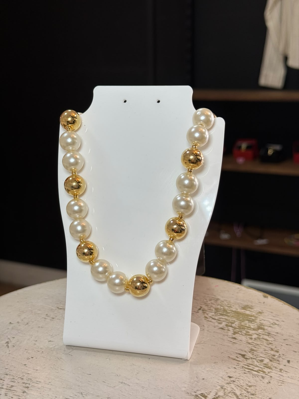 Colar Pérola Com Dourado