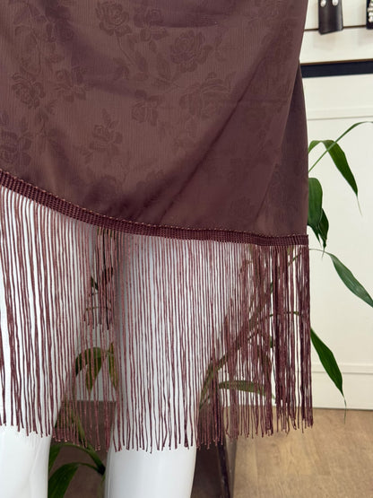Vestido Marrom Midi com Franjas