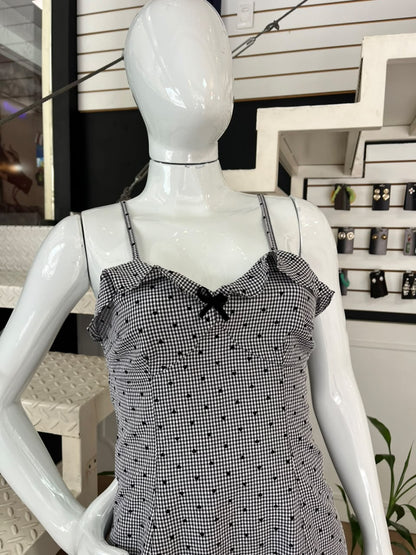 Vestido Xadrez Com Coração P&B