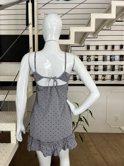 Vestido Xadrez Com Coração P&B