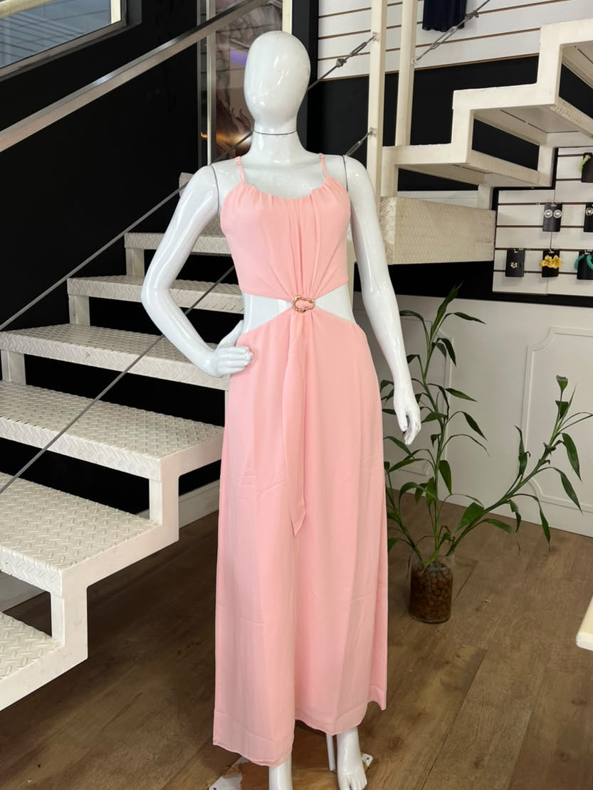 Vestido Longo Rosa Bebê
