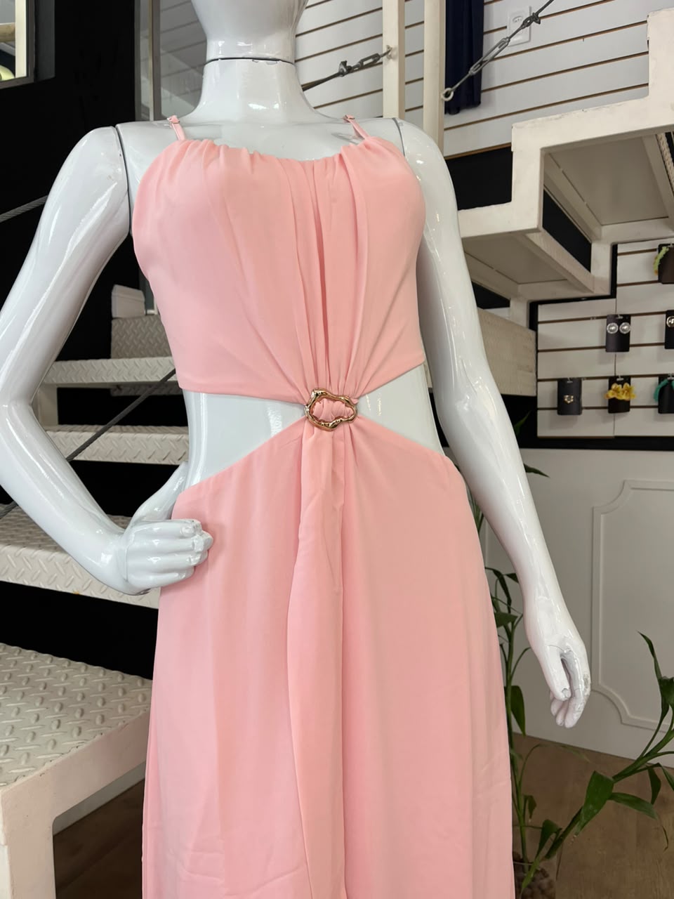 Vestido Longo Rosa Bebê