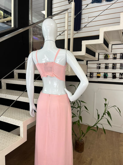Vestido Longo Rosa Bebê