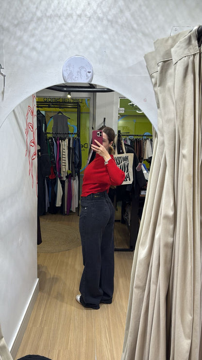 Calça jeans preta estonada