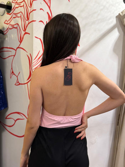 Body Rosa Pastel Decote Halter