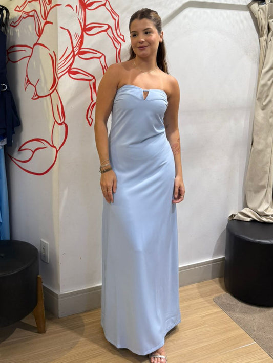 Vestido Longo Alça Removível em Alfaiataria