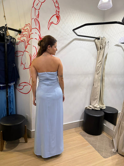 Vestido Longo Alça Removível em Alfaiataria