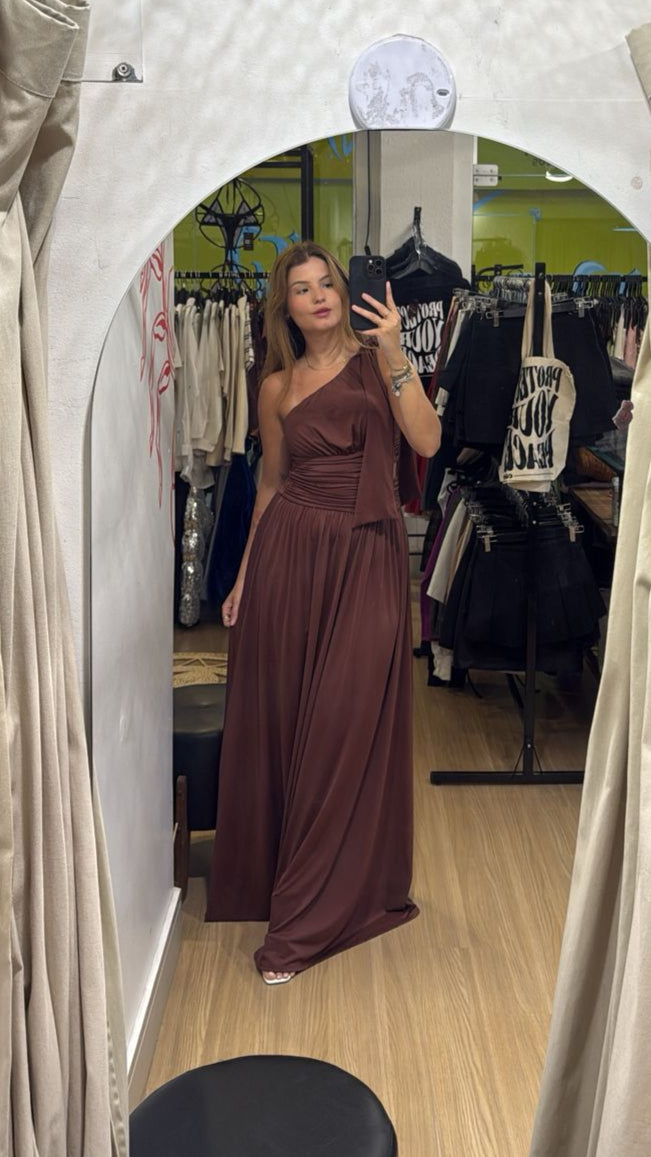 Vestido longo ombro único