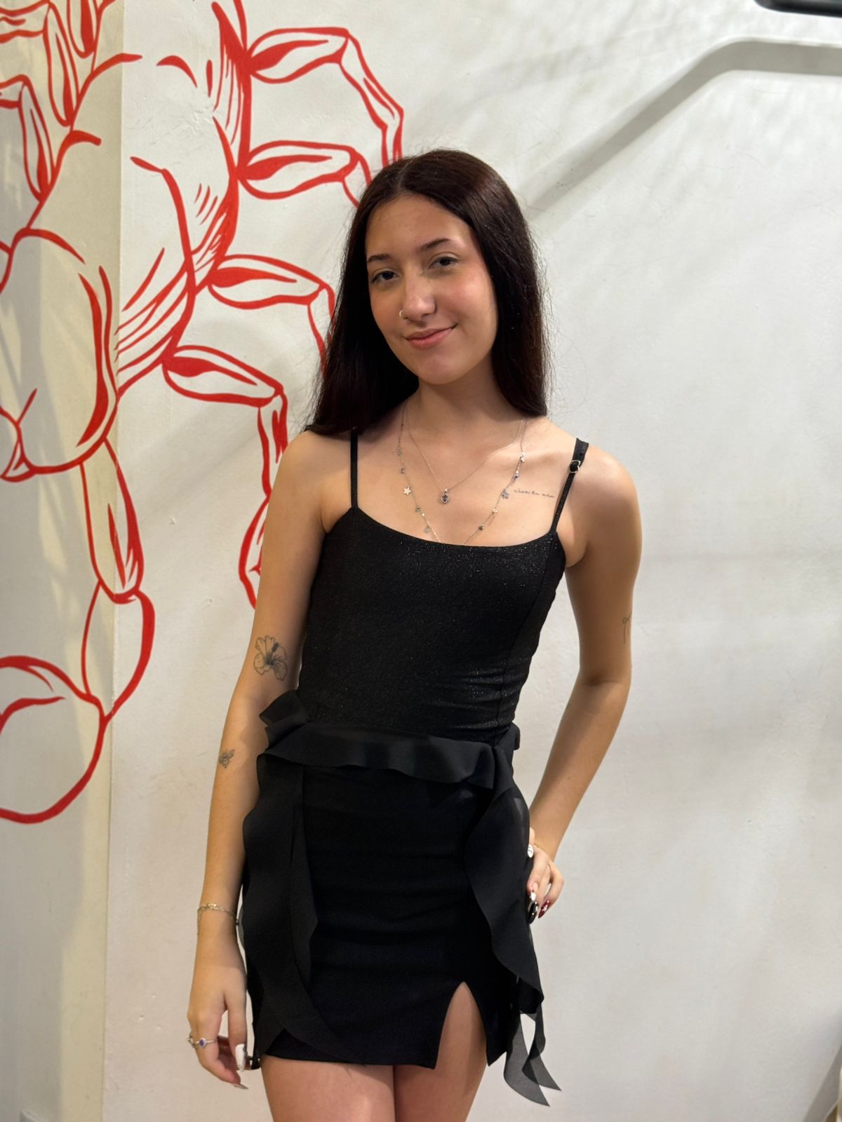 Cropped brilhoso com babados longos