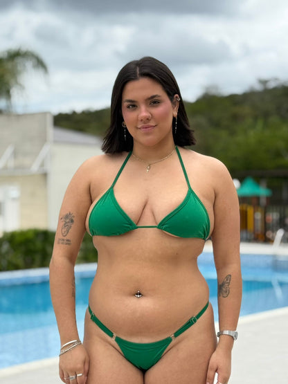 Biquíni Cortininha Verde com Calcinha Fio Duplo