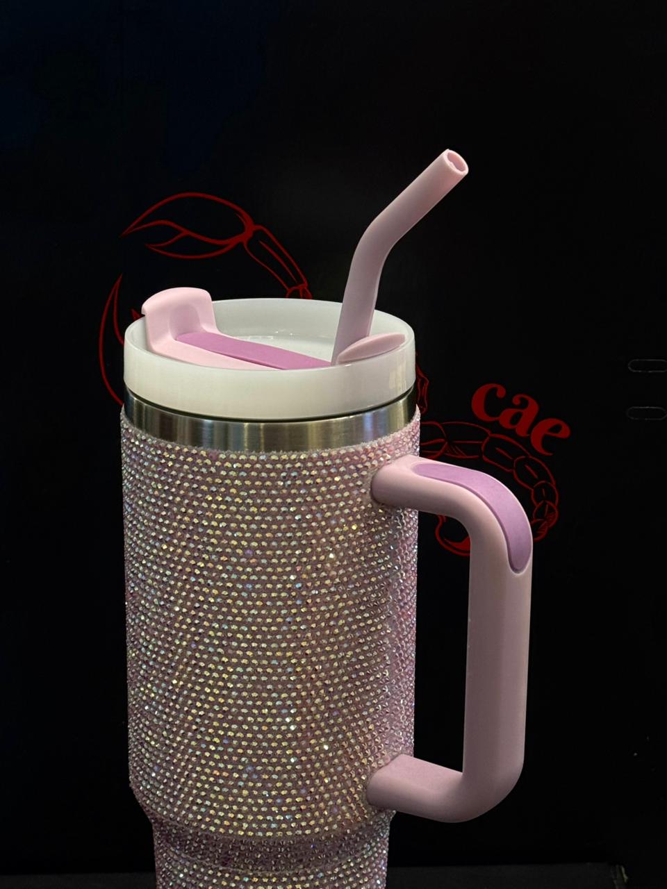 Copo Térmico Rosa com Strass