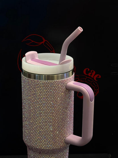 Copo Térmico Rosa com Strass