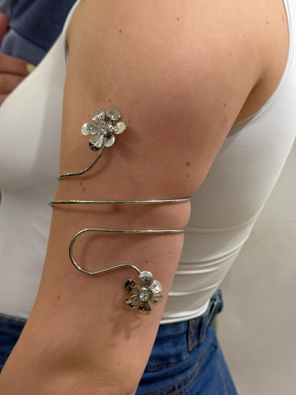Bracelete flor prata