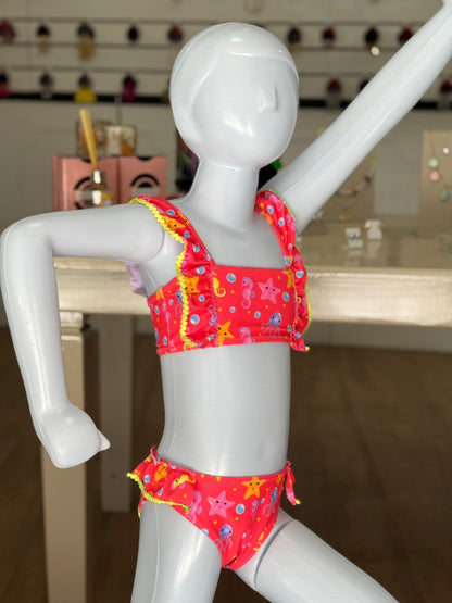 Biquíni Infantil Fundo do Mar com Babados