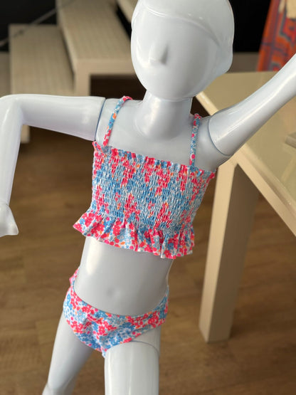 Biquíni Infantil Floral com Top Lastex e Babados