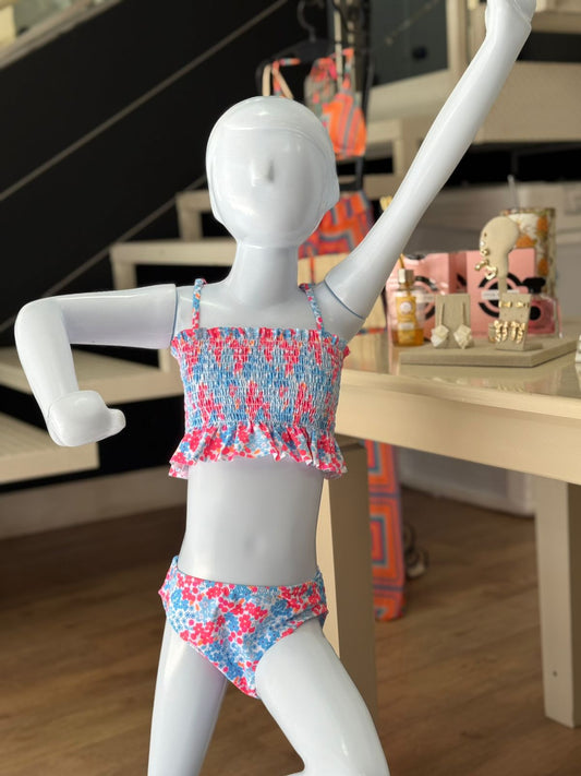 Biquíni Infantil Floral com Top Lastex e Babados