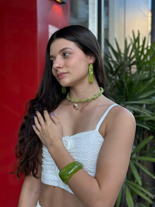 Bracelete Acrílico Verde Marmorizado