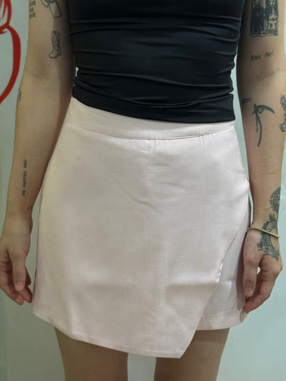 Shorts Saia de Alfaiataria Rosa Bebê