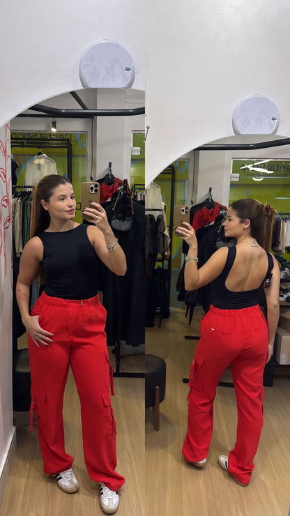 Calça cargo vermelha