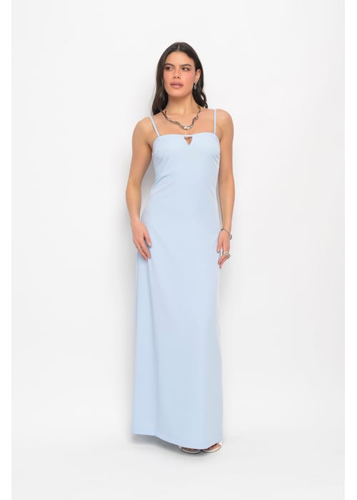 Vestido Longo Alça Removível em Alfaiataria